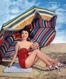 A 1958 pinup of Diana Chang Chung-wen, popular movie star and sex symbol in Hong Kong cinema during the late 50s, billed as: 'The Most Beautiful Creature in Free China...' by her studios.